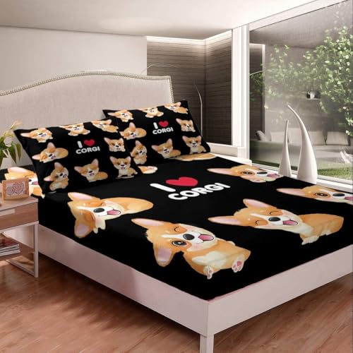 TACOKI 3D Süßer Hund Spannbettlaken 120x200cm, Hund Weiches Mikrofaser Bettlaken für Kinder, Bettlaken Spannbetttuch 120x200 bis 30 cm Matratzenhöhe mit 2 kissenbezüge 4630v TACOKI 3D Süßer Hund Spannbettlaken 120x200cm, Hund Weiches Mikrofaser Bettlaken für Kinder, Bettlaken Spannbetttuch 120x200 bis 30 cm Matratzenhöhe mit 2 kissenbezüge 4630v von TACOKI
