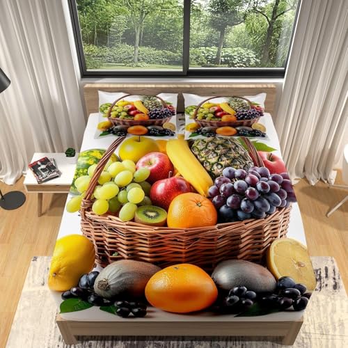 TACOKI 3D Trauben Spannbettlaken 140x200cm, Banane Weiches Mikrofaser Bettlaken für Kinder, Bettlaken Spannbetttuch 140x200 bis 30 cm Matratzenhöhe mit 2 kissenbezüge 4701v TACOKI 3D Trauben Spannbettlaken 140x200cm, Banane Weiches Mikrofaser Bettlaken für Kinder, Bettlaken Spannbetttuch 140x200 bis 30 cm Matratzenhöhe mit 2 kissenbezüge 4701v von TACOKI