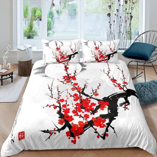 TACOKI Bettwäsche 135x200 Japanischer Stil, 3D Muster Kirschblüte Bettwäsche Set Weich Kuschelig Mikrofaser Bettbezug mit Reißverschluss Bettbezüge + 2 Kissenbezug 80x80 cm e2815 TACOKI Bettwäsche 135x200 Japanischer Stil, 3D Muster Kirschblüte Bettwäsche Set Weich Kuschelig Mikrofaser Bettbezug mit Reißverschluss Bettbezüge + 2 Kissenbezug 80x80 cm e2815 von TACOKI