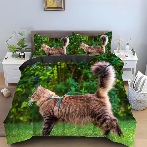 TACOKI Bettwäsche 135x200 Katze, 3D Muster Wendbar Bettwäsche Set Weich Kuschelig Mikrofaser Bettbezug mit Reißverschluss Bettbezüge + 2 Kissenbezug 80x80 cm e2839 TACOKI Bettwäsche 135x200 Katze, 3D Muster Wendbar Bettwäsche Set Weich Kuschelig Mikrofaser Bettbezug mit Reißverschluss Bettbezüge + 2 Kissenbezug 80x80 cm e2839 von TACOKI