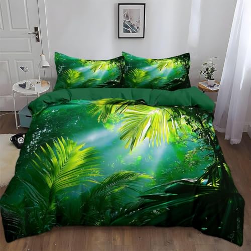 TACOKI Bettwäsche 140x200 Dschungel, 3D Muster Grün Bettwäsche Set Weich Kuschelig Mikrofaser Bettbezug mit Reißverschluss Bettbezüge + 2 Kissenbezug 80x80 cm q2150 TACOKI Bettwäsche 140x200 Dschungel, 3D Muster Grün Bettwäsche Set Weich Kuschelig Mikrofaser Bettbezug mit Reißverschluss Bettbezüge + 2 Kissenbezug 80x80 cm q2150 von TACOKI