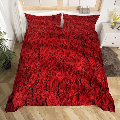 TACOKI Bettwäsche 140x200 Rote Rosen, 3D Muster Rote Blumen Bettwäsche Set Weich Kuschelig Mikrofaser Bettbezug mit Reißverschluss Bettbezüge + 2 Kissenbezug 80x80 cm e2540 TACOKI Bettwäsche 140x200 Rote Rosen, 3D Muster Rote Blumen Bettwäsche Set Weich Kuschelig Mikrofaser Bettbezug mit Reißverschluss Bettbezüge + 2 Kissenbezug 80x80 cm e2540 von TACOKI