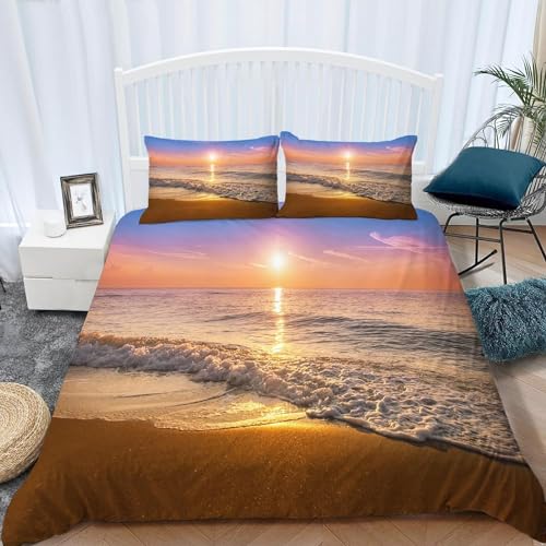 TACOKI Bettwäsche 140x200 Sonnenuntergang, 3D Muster Strand Bettwäsche Set Weich Kuschelig Mikrofaser Bettbezug mit Reißverschluss Bettbezüge + 2 Kissenbezug 80x80 cm e2516 TACOKI Bettwäsche 140x200 Sonnenuntergang, 3D Muster Strand Bettwäsche Set Weich Kuschelig Mikrofaser Bettbezug mit Reißverschluss Bettbezüge + 2 Kissenbezug 80x80 cm e2516 von TACOKI