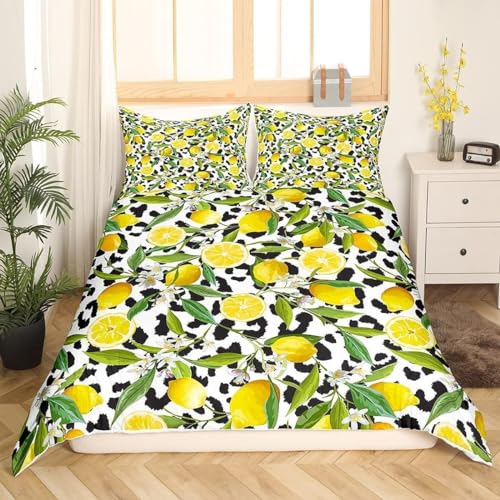 TACOKI Bettwäsche 140x200 Zitrone, 3D Muster Zitrone Bettwäsche Set Weich Kuschelig Mikrofaser Bettbezug mit Reißverschluss Bettbezüge + 2 Kissenbezug 80x80 cm c4028 von TACOKI