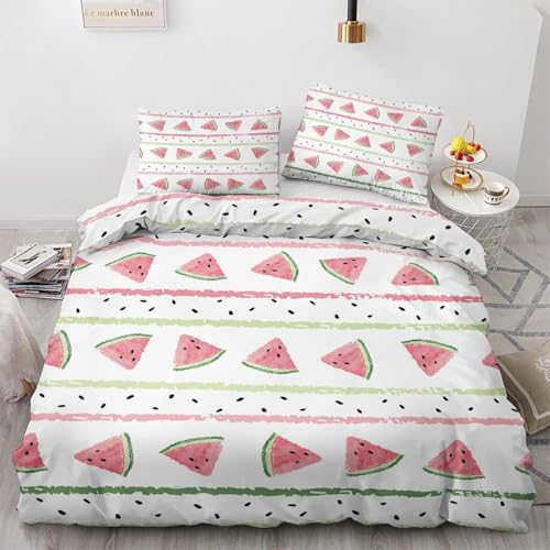 TACOKI Bettwäsche 155x220 Wassermelone, 3D Muster Mädchen Bettwäsche Set Weich Kuschelig Mikrofaser Bettbezug mit Reißverschluss Bettbezüge + 2 Kissenbezug 80x80 cm q123 TACOKI Bettwäsche 155x220 Wassermelone, 3D Muster Mädchen Bettwäsche Set Weich Kuschelig Mikrofaser Bettbezug mit Reißverschluss Bettbezüge + 2 Kissenbezug 80x80 cm q123 von TACOKI