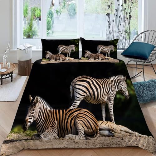 TACOKI Bettwäsche 155x220 Zebra, 3D Muster Tier Bettwäsche Set Weich Kuschelig Mikrofaser Bettbezug mit Reißverschluss Bettbezüge + 2 Kissenbezug 80x80 cm c8211 von TACOKI