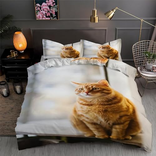 TACOKI Bettwäsche 200x200 Katze, 3D Muster Katzentiere Bettwäsche Set Weich Kuschelig Mikrofaser Bettbezug mit Reißverschluss Bettbezüge + 2 Kissenbezug 80x80 cm e2734 TACOKI Bettwäsche 200x200 Katze, 3D Muster Katzentiere Bettwäsche Set Weich Kuschelig Mikrofaser Bettbezug mit Reißverschluss Bettbezüge + 2 Kissenbezug 80x80 cm e2734 von TACOKI