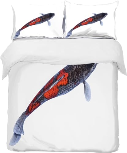 TACOKI Bettwäsche 200x200 Koi, 3D Muster Weißer Hintergrund Bettwäsche Set Weich Kuschelig Mikrofaser Bettbezug mit Reißverschluss Bettbezüge + 2 Kissenbezug 80x80 cm e2500 TACOKI Bettwäsche 200x200 Koi, 3D Muster Weißer Hintergrund Bettwäsche Set Weich Kuschelig Mikrofaser Bettbezug mit Reißverschluss Bettbezüge + 2 Kissenbezug 80x80 cm e2500 von TACOKI