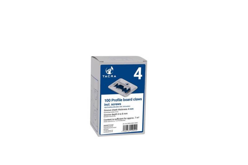 TACRA Profilholzkralle Nutwangenstärke 4mm (Set, 100 St), verzinktes Stahlblech von TACRA