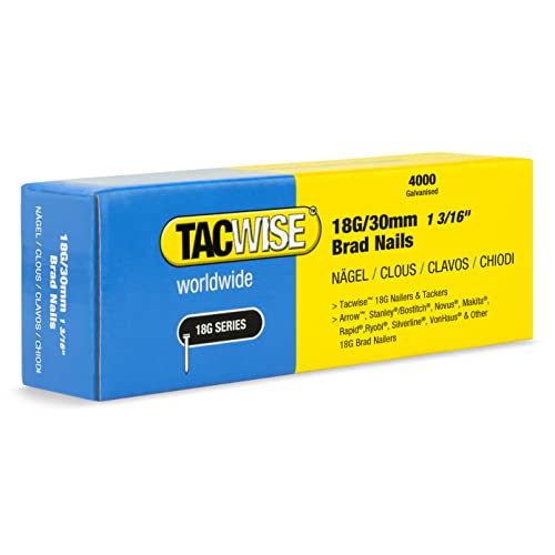 TACWISE 1711 Stauchkopfnägel Brad Typ 18G / 30 mm, verzinkt, Silberfarbig, 4000 Stück von TACWISE