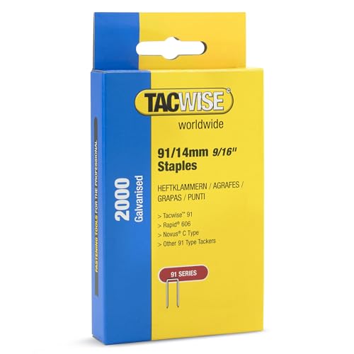 Tacwise 1758 Typ 91/14 mm Verzinkte Schmalrückenklammern für Z4-140 Handtacker, 2000 Stück von TACWISE