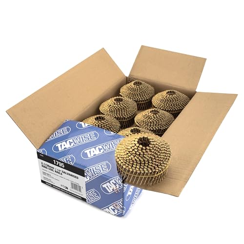 Tacwise 1795 Typ 2,1/38 mm Verzinkte Kugelförmige Coilnägel, Diamantspitze, Ringschaft, 16° Geneigt, Drahtgebunden, Packung mit 5400 Stück von TACWISE