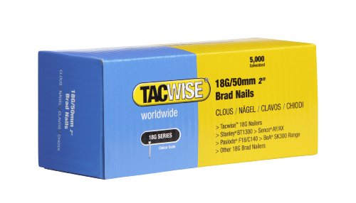 TACWISE 0401 Stauchkopfnägel Brad Typ 18G / 50 mm, verzinkte, Silberfarbig, 5000 Stück von TACWISE