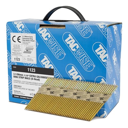 Tacwise 1123 Streifennägel Ring Verzinkt 3,1/90mm (2.200 Stück), Grey, 2200 x 3.1 / 90mm von TACWISE