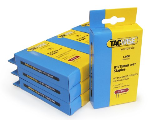 Tacwise 1196 Typ 91 / 15mm verzinkte Schmalrückenklammern, Silber, 91/15mm von TACWISE