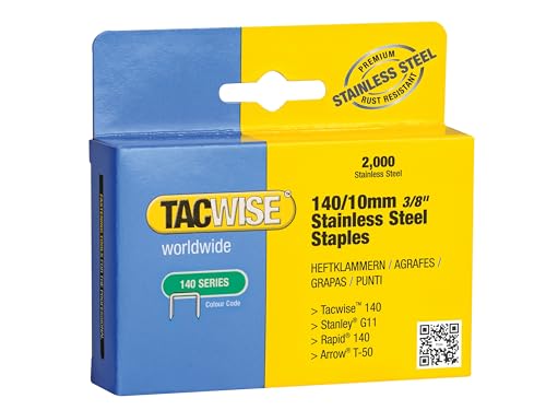 Tacwise 1217 Edelstahlklammern 140/10mm (2.000 Stück), Gelb von TACWISE