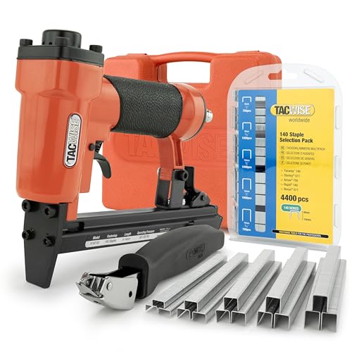 Tacwise 1287 A14014V Druckluft-Polstertacker Set mit Typ 140/6-14mm Heftklammer-Multipack (4400 Stück) und einem Heftklammernentferner, verwendet Typ 140/4-14mm Heftklammern von TACWISE