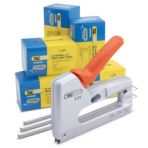 Tacwise 1787 Z-CT Duo Metall Kabeltacker mit 25.000 Weiße Heftklammern, verwendet Heftklammern des Typs CT-45 und CT-60 Heftklammern von TACWISE