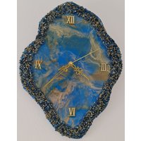 Uhr Aus Resin Auf Holzplatte 30 X 40 cm Handarbeit von TAD21