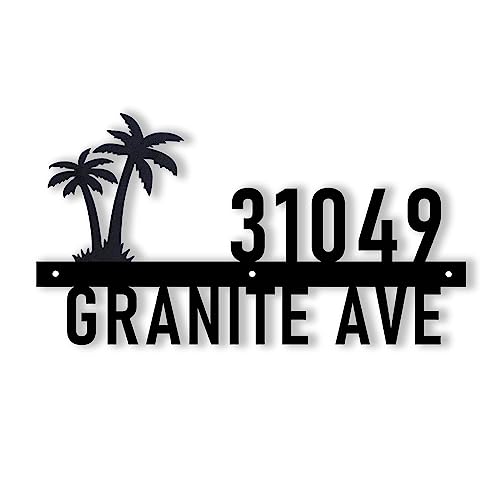 Modernes Hausschild Aus Edelstahl Mit Kokosnussbaum Individuelle Adressschilder Aus Metall Personalisierte Hausnummer Straßenname Für Draußen Wohnung Garage.35cm* 18.9cm von TADALU