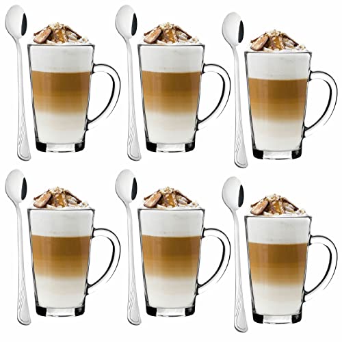 Tadar Latte Macchiato Kaffeegläser 320ml 6 Stück und 6 Cocktail-Löffel Latte Kaffeegläser Set mit Langen Cocktail-Löffel Tadar Latte Macchiato Kaffeegläser 320ml 6 Stück und 6 Cocktail-Löffel Latte Kaffeegläser Set mit Langen Cocktail-Löffel von TADAR Codzienne sukcesy