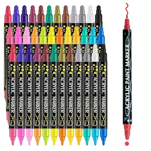 TADAYIM Akrylmarker,Acryl Marker Malstifte | 36 Stück Zubehör Set Für Basteln Kunst Textil Kalligrafie Papier Stein Metall Glas Holz Keramik von TADAYIM