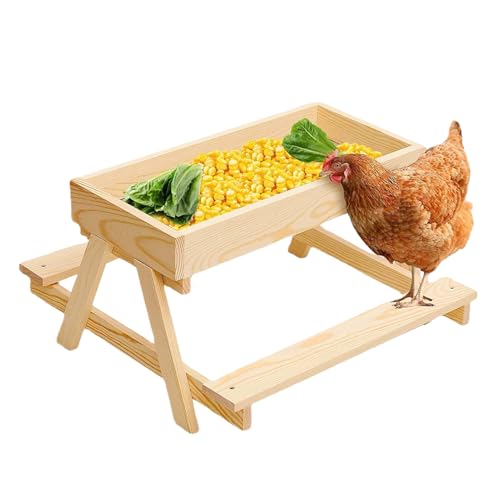 TADAYIM Geflügel Futterautomat | Outdoor-Futterstation Für Enten Und Eichhörnchen | Holzgestell Mit Mesh-Boden Hält Futter Frisch & Trocken Im Stall Garten Farm Für Wildgeflügel Enten Truthahn Und von TADAYIM