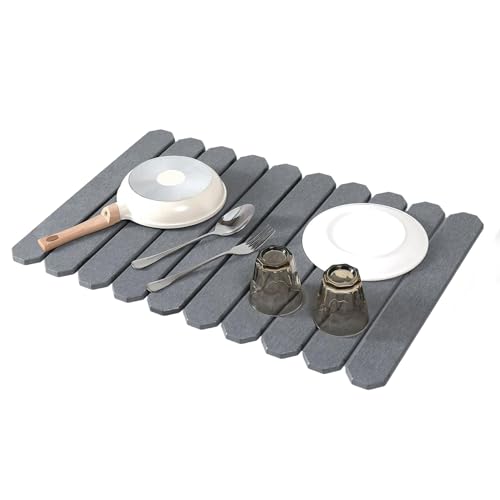 TADAYIM Geschirr Trocknungsmatte - Spüle Geschirrtrocknungsmatten Küche - Faltbare Saugfähige Unterlage Für Zuhause Küche Bad Dusche Waschbecken Arbeitsplatte von TADAYIM