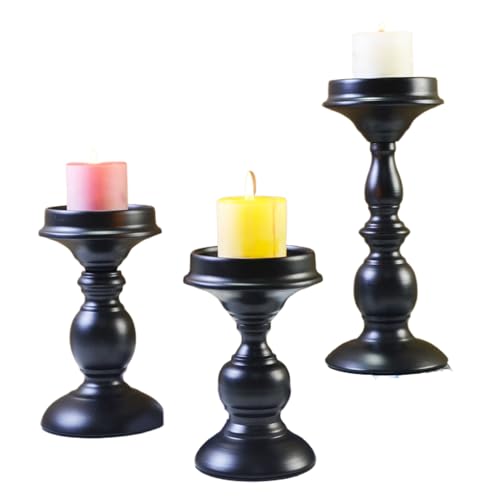 TADAYIM Halloween Kerzenhalter - Gothic Deko Schwarzer Kerzenhalter Set - 3 Stück Tischdeko Für Halloween Weihnachten Deko Für Wohnung Restaurant von TADAYIM