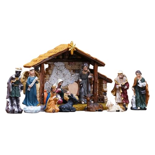 TADAYIM Krippenfiguren-Set, Kunstharz, Jesus-Geburtsstatue, christliche Feiertagsdekoration, Krippe, Krippe, Skulpturen für Kamin, Familien, katholische Kirche, Tisch, Weihnachten TADAYIM Krippenfiguren-Set, Kunstharz, Jesus-Geburtsstatue, christliche Feiertagsdekoration, Krippe, Krippe, Skulpturen für Kamin, Familien, katholische Kirche, Tisch, Weihnachten von TADAYIM