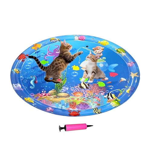 TADAYIM Kühlmatte Für Hunde - Kratzfeste Kühlmatte für Hunde 100x100 cm - Aufblasbares Haustier Kühlpad Mit Pumpe Als Interaktives Sensorikspielzeug Für Garten Wohnung Reise Auto Rasen Bei Drinnen von TADAYIM