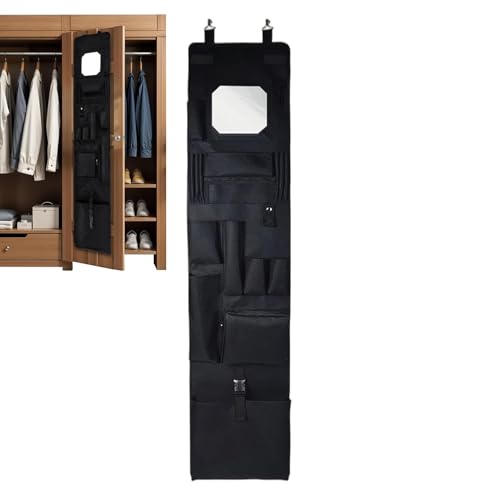 TADAYIM Locker -Tür Organizer mit Spiegel - wasserdichtes Oxford -Stoff Platz sparsamer Kleiderbügel, Kleiderschrank -Tür -Organizer mit Spiegel von TADAYIM