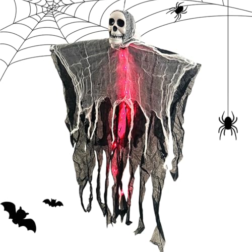 TADAYIM Skelett-Dekoration, gruselige Szene, Partyzubehör, beleuchtete schwimmende Requisiten, Ornament mit Nebel für Innenhöfe, Hof, Maskerade, Bälle, Garten, Karneval, Klassenzimmer, Wand von TADAYIM