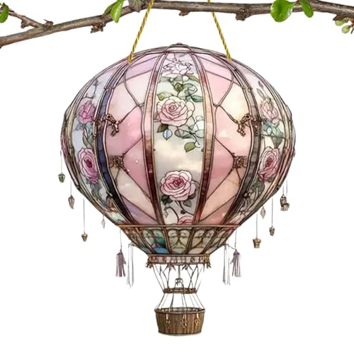TADAYIM Sonnenfänger Innen 2D Acryl, Heißluftballon Dekoration 2D Acryl, Sonnenfänger Dekoration Wandkunst Ornamente für Frauen Fensterpaneele Garten Küche Wohnzimmer von TADAYIM