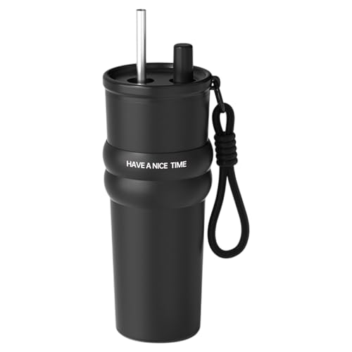 TADAYIM Thermo Trinkflasche - 710ml Isolierbecher Mit Strohhalm | Leckdichter Automobilbecher Für Heiße Und Kalte Getränke Für Pendeln Roadtrip Camping Sport von TADAYIM