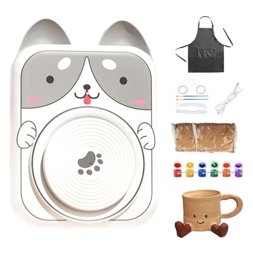 TADAYIM Töpferscheibe Für Anfänger 5V DC,Kindgerechte Töpferscheide Mit Tiermotiven | Elektrisches Kunst Werkzeug Für Tonmodellierung Formen Basteln Schnitzen Malen von TADAYIM