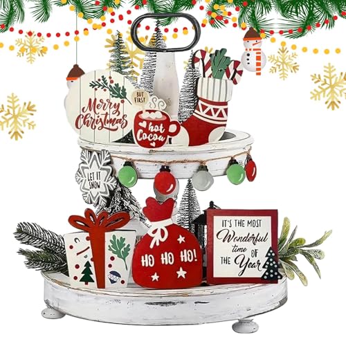 TADAYIM Weihnachtstablett-Dekorationsset, Holz, Winter-Weihnachten, abgestuftes Tablett, Schild, festliches Holzschild, Basteldekoration für Kamin, Schrank, Tür, , Restaurant, Café, Wand TADAYIM Weihnachtstablett-Dekorationsset, Holz, Winter-Weihnachten, abgestuftes Tablett, Schild, festliches Holzschild, Basteldekoration für Kamin, Schrank, Tür, , Restaurant, Café, Wand von TADAYIM