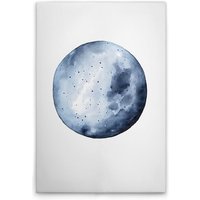 Leinwandbild Blauer Mond M1-No.52204 - Kunstdruck auf Leinwand in Weiß Blau - Wandbild 30 x 45 cm von TADESSI