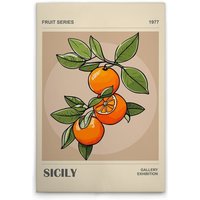 Leinwandbild Blechschild Retro Look Zitronen M1-No.51778 - Kunstdruck auf Leinwand in Beige Grün - Wandbild 30 x 45 cm von TADESSI