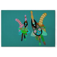 Leinwandbild Bunte Kreaturen M1-No.51291 - Kunstdruck auf Leinwand in Grün Bunt - Wandbild 45 x 30 cm von TADESSI