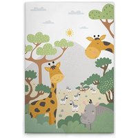 Leinwandbild Dschungel Kinderzimmer M1-No.50649 - Kunstdruck auf Leinwand in Grün Braun - Wandbild 30 x 45 cm von TADESSI