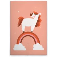 Leinwandbild Einhorn Rosa Regenbogen M1-No.51493 - Kunstdruck auf Leinwand in Rosa Weiß - Wandbild 30 x 45 cm von TADESSI