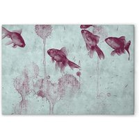 Leinwandbild Fische Gemälde M1-No.50926 - Kunstdruck auf Leinwand in Blau Violett - Wandbild 45 x 30 cm von TADESSI
