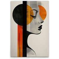 Leinwandbild Frau mit Formen M1-No.52079 - Kunstdruck auf Leinwand in Creme Schwarz - Wandbild 30 x 45 cm von TADESSI