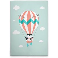 Leinwandbild Heißluftballon Kinderzimmer Panda M1-No.51428 - Kunstdruck auf Leinwand in Grün Weiß - Wandbild 30 x 45 cm von TADESSI