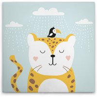 Leinwandbild Katze Kinderzimmer M1-No.50637 - Kunstdruck auf Leinwand in Blau Gelb - Wandbild 30 x 30 cm Leinwandbild Katze Kinderzimmer M1-No.50637 - Kunstdruck auf Leinwand in Blau Gelb - Wandbild 30 x 30 cm von TADESSI