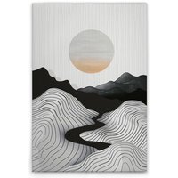 Leinwandbild Moderne Landschaften Schwarz Weiß M1-No.51808 - Kunstdruck auf Leinwand in Schwarz Grau - Wandbild 30 x 45 cm von TADESSI
