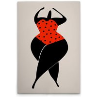 Leinwandbild Retro Frauen Silhouette Rot M1-No.50757 - Kunstdruck auf Leinwand in Creme Schwarz - Wandbild 30 x 45 cm von TADESSI