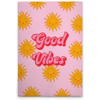 Leinwandbild Retrobild Bunt "Good Vibes" M1-No.51553 - Kunstdruck auf Leinwand in Rosa Pink - Wandbild 30 x 45 cm von TADESSI