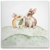 Leinwandbild Waldtiere M1-No.50619 - Kunstdruck auf Leinwand in Braun Grau - Wandbild 30 x 30 cm von TADESSI